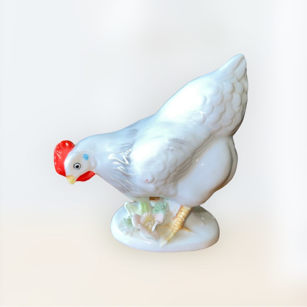 Vintage Made in Japan Rooster in a Field of Flowers